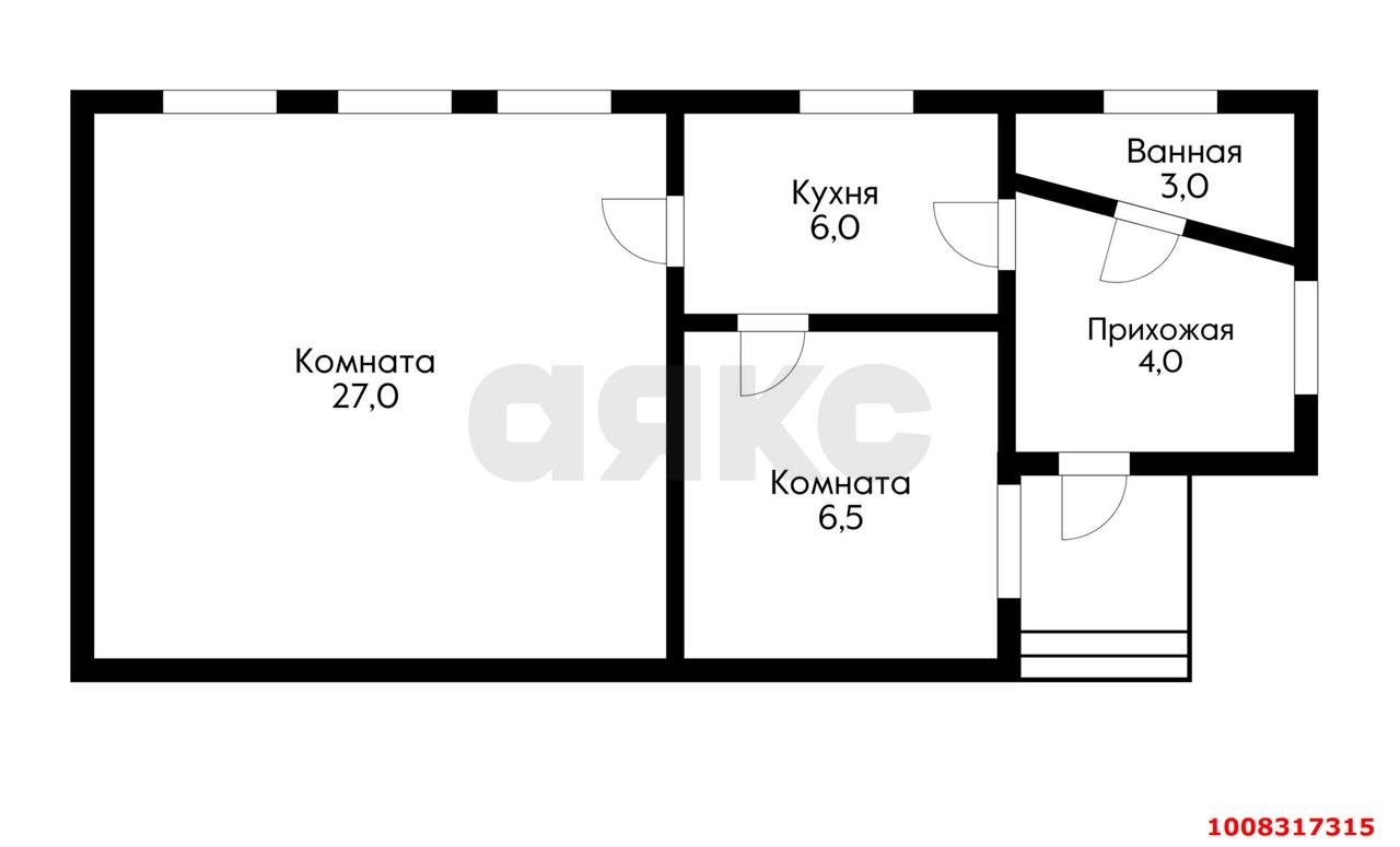 2-комнатная квартира 45 м², 1/1 эт. — фото 8