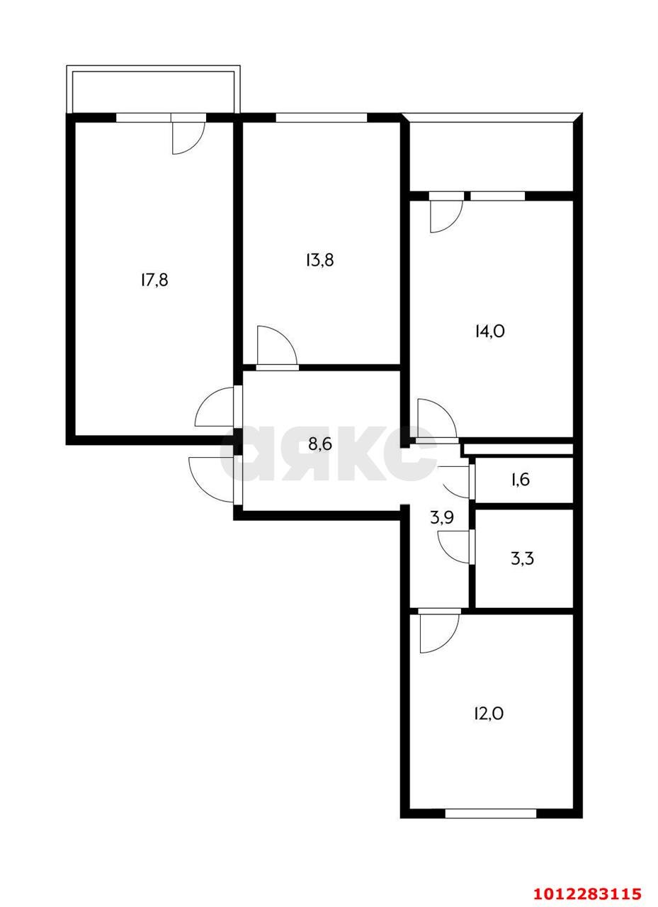 3-комнатная квартира 75 м², 2/5 эт. — фото 12