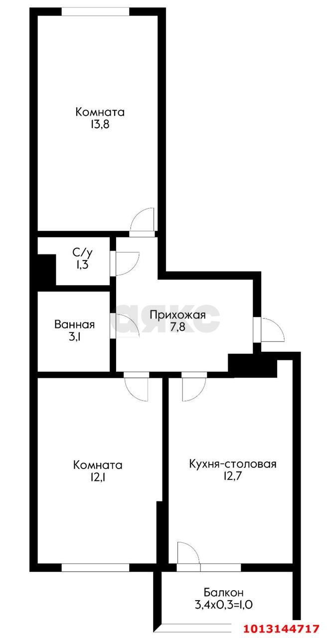 2-комнатная квартира 50 м², 15/16 эт. — фото 9