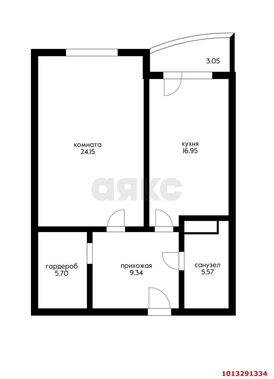 1-комнатная квартира 60 м², 4/24 эт. — фото 14