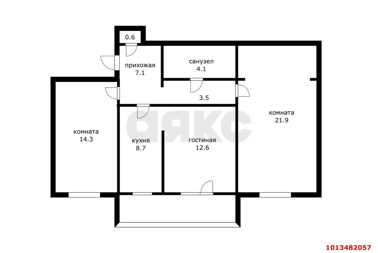 3-комнатная квартира 75 м², 3/4 эт. — фото 15