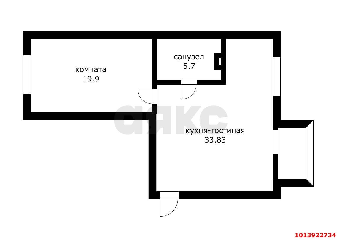 2-комнатная квартира 56 м², 2/2 эт. — фото 17