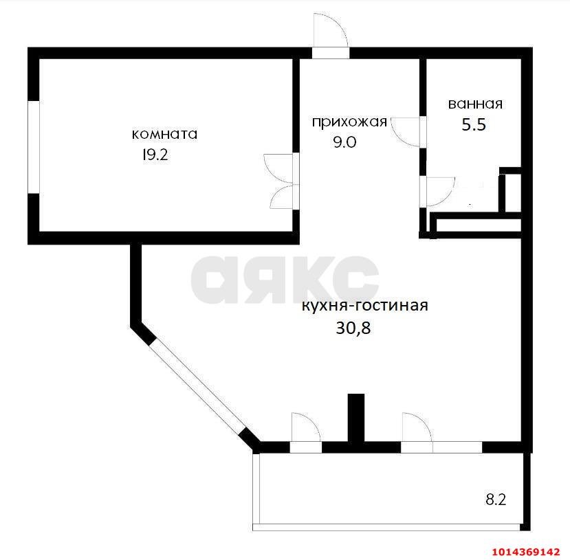 2-комнатная квартира 65 м², 16/22 эт. — фото 15