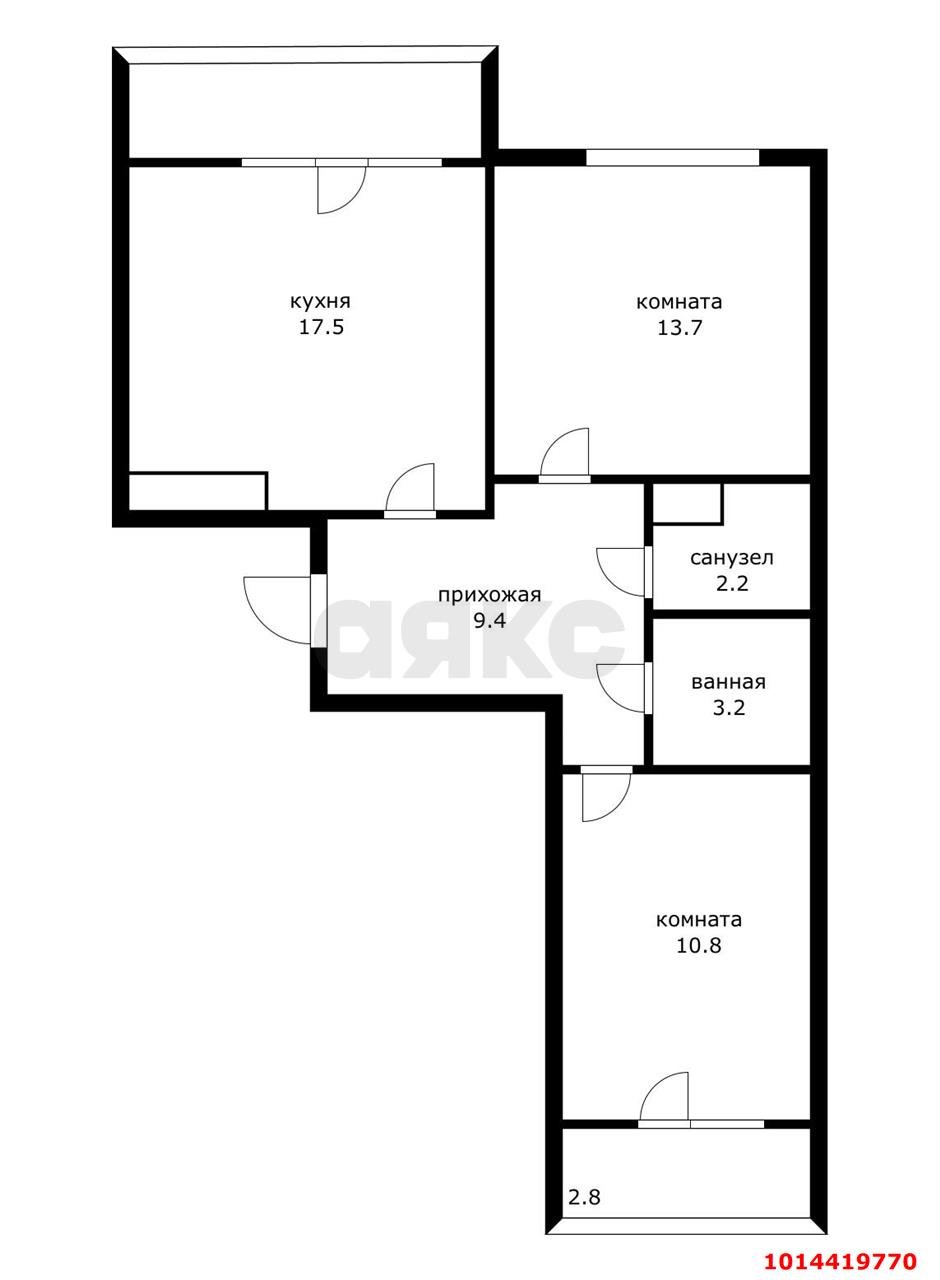 2-комнатная квартира 56 м², 24/24 эт. — фото 10