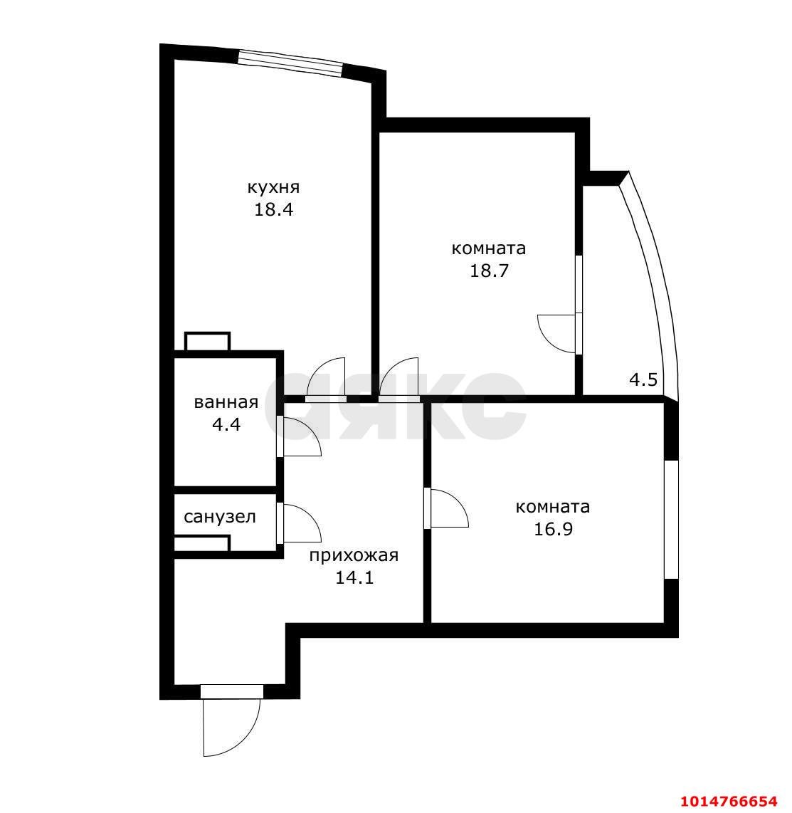 2-комнатная квартира 75 м², 15/18 эт. — фото 20