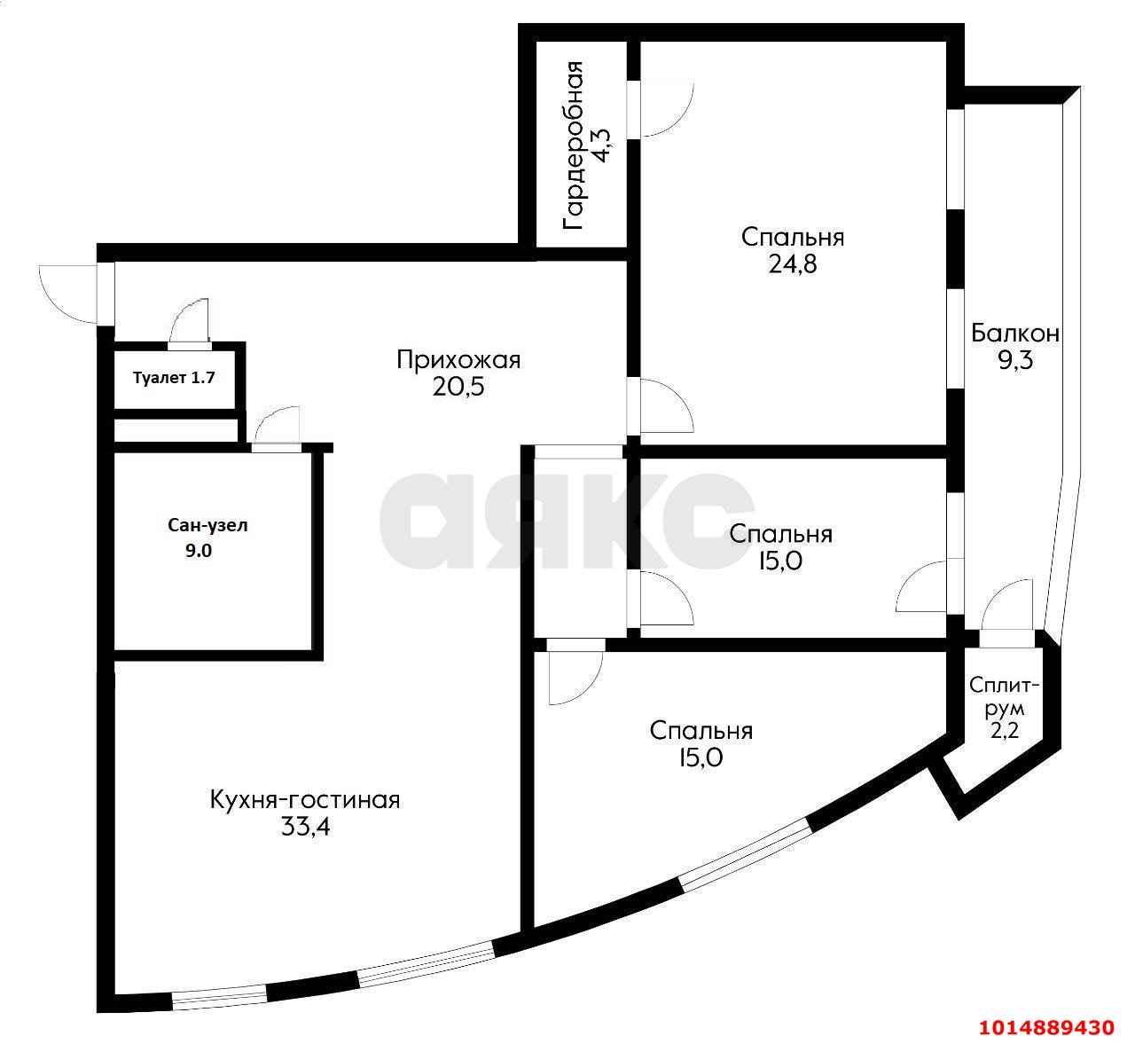 3-комнатная квартира 122 м², 10/16 эт. — фото 18
