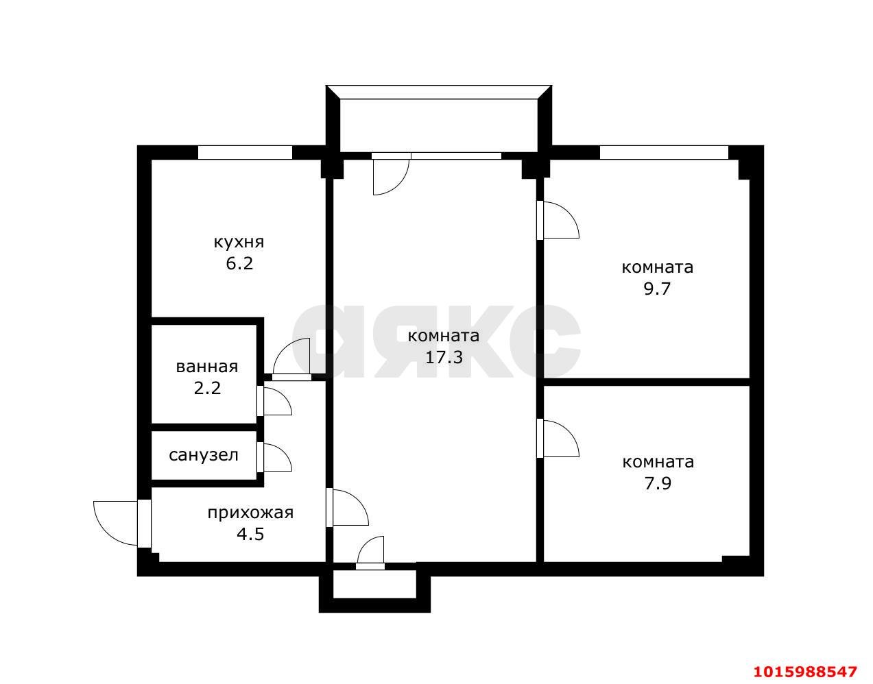 3-комнатная квартира 50 м², 3/5 эт. — фото 18