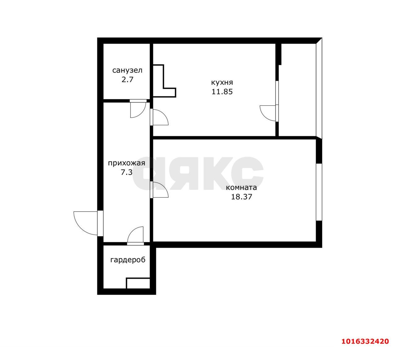 1-комнатная квартира 41 м², 15/16 эт. — фото 18