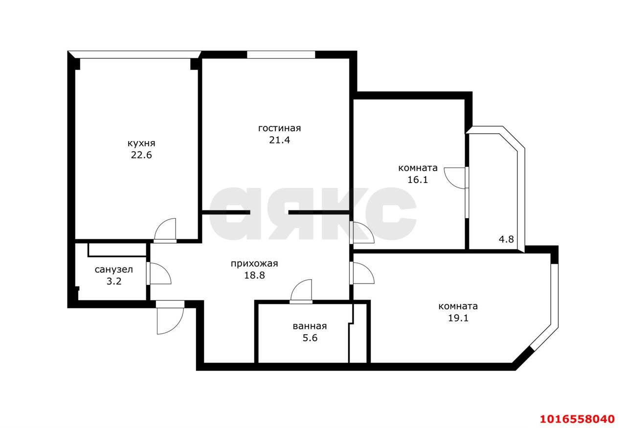 3-комнатная квартира 100 м², 19/20 эт. — фото 20