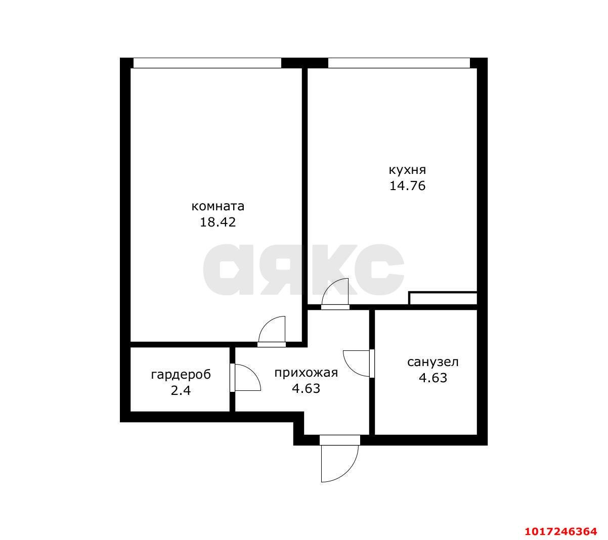 1-комнатная квартира 40 м², 17/24 эт. — фото 20