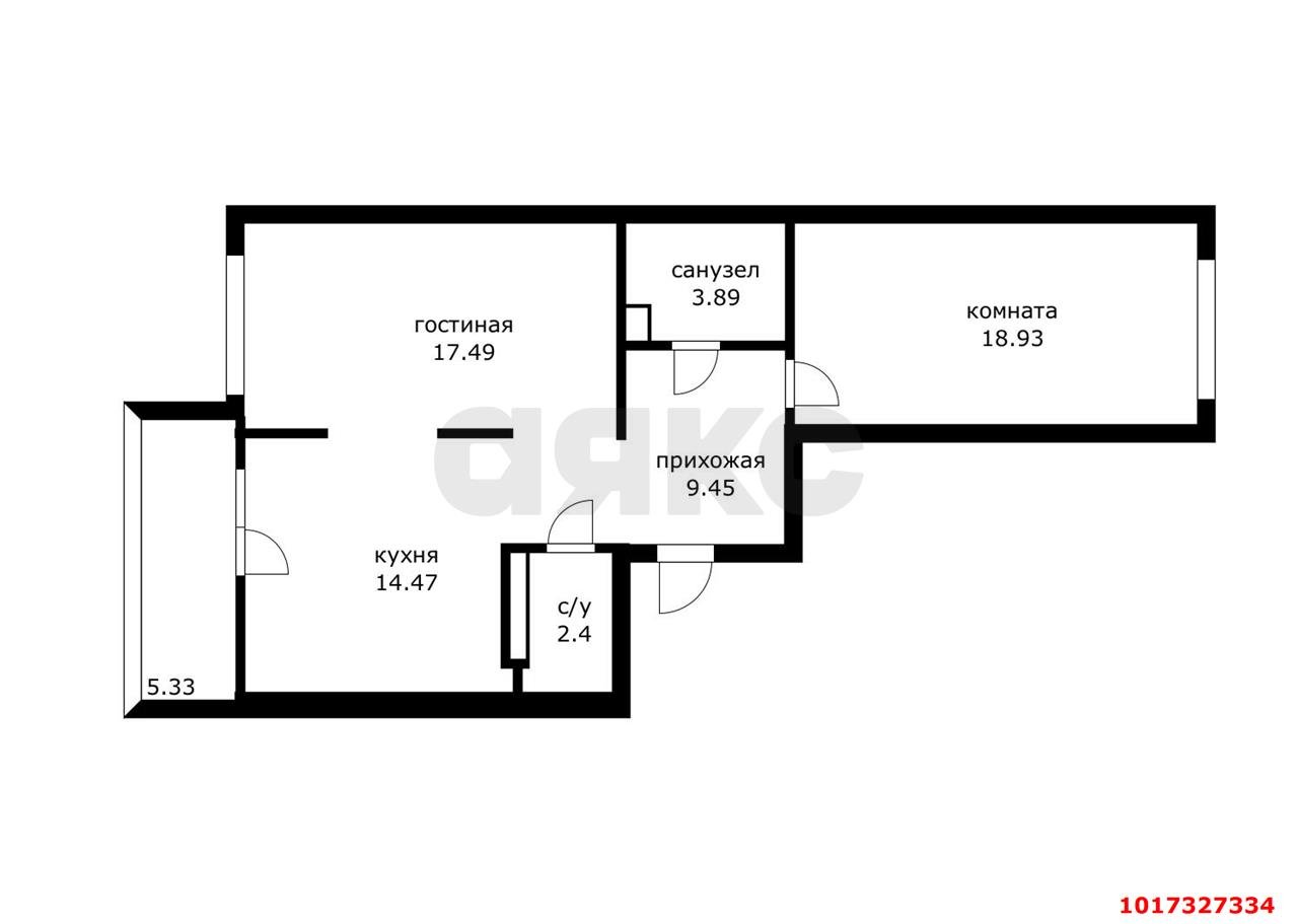 2-комнатная квартира 65 м², 19/19 эт. — фото 3