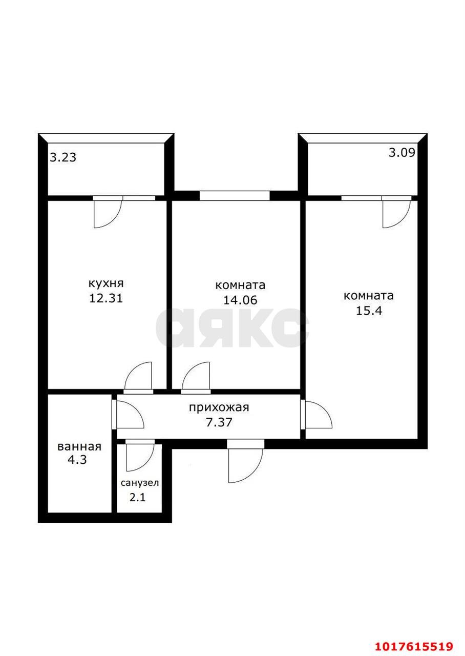 2-комнатная квартира 55 м², 1/4 эт. — фото 4