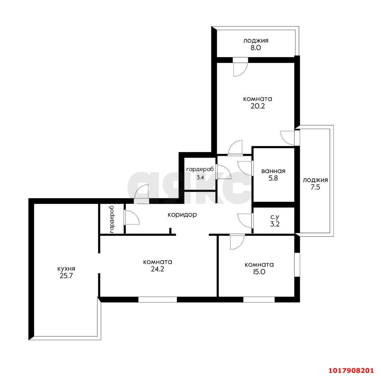 3-комнатная квартира 116 м², 16/18 эт. — фото 18