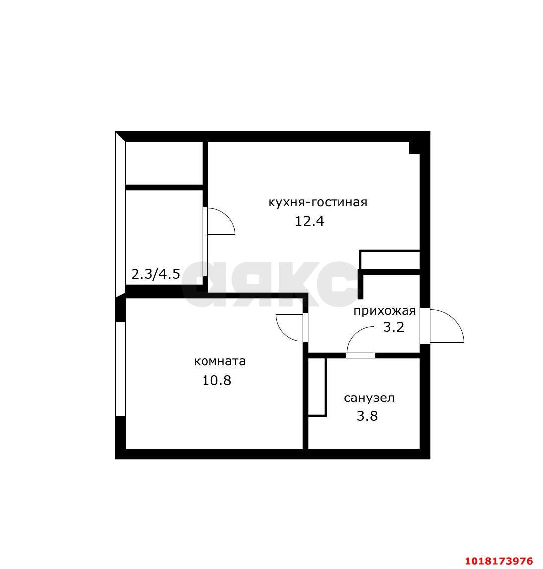 1-комнатная квартира 30 м², 12/19 эт. — фото 13