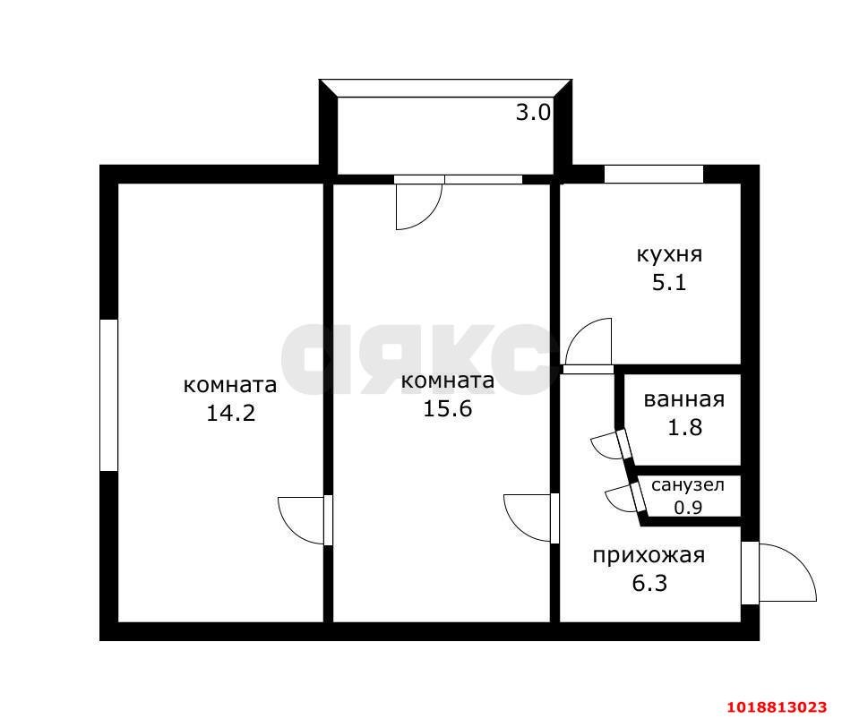 2-комнатная квартира 43 м², 3/3 эт. — фото 16