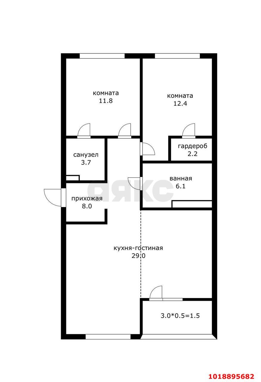 2-комнатная квартира 74 м², 17/18 эт. — фото 15